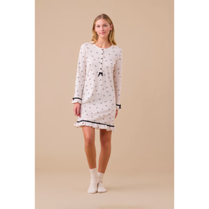 Camicia da notte donna caldo cotone articolo fiocco Noidinotte