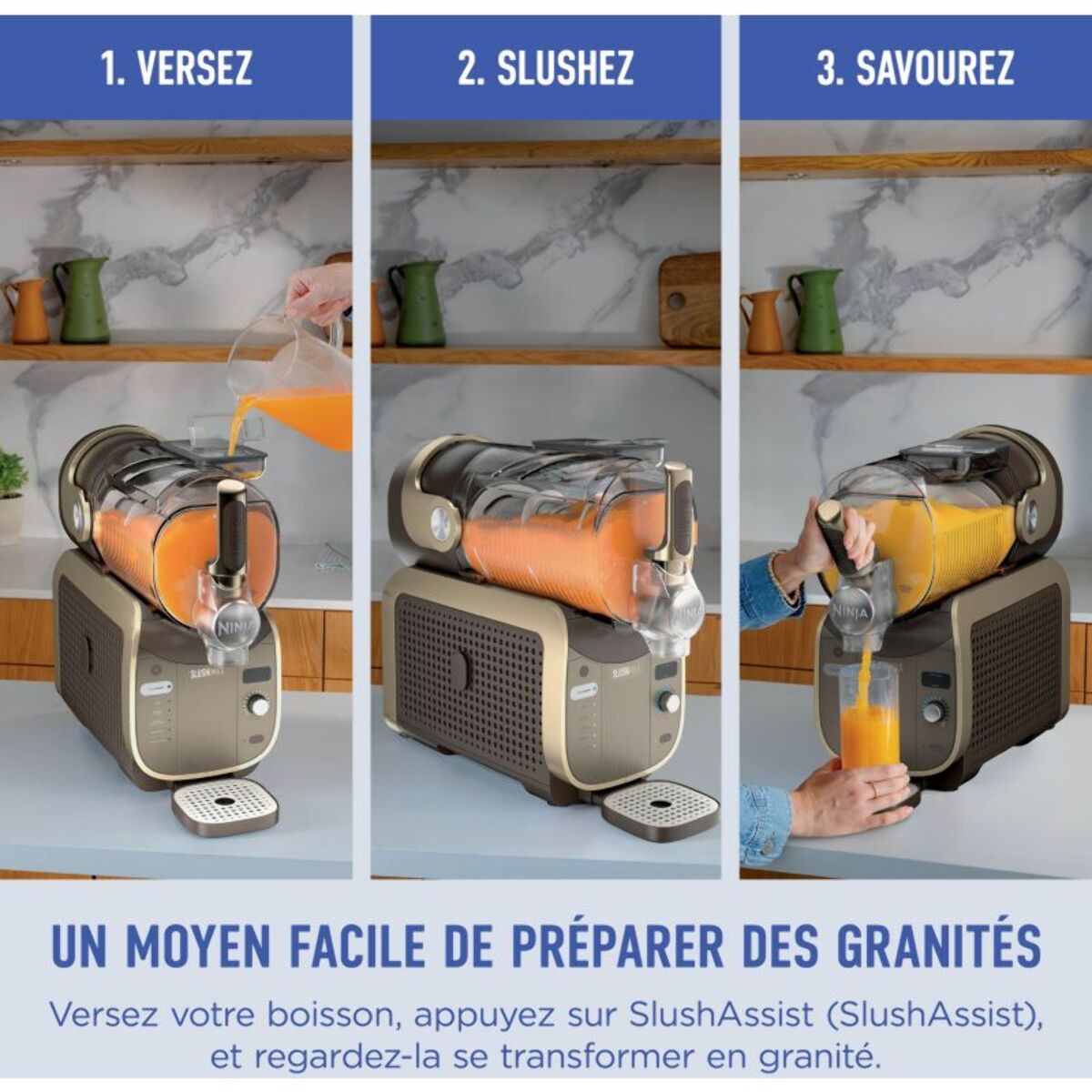 Machine à granita NINJA Slushi Max FS605 Granités, Cocktails Glacés, Milkshakes, 5 Programmes, 4,4 L, Maintien au Froid 12H