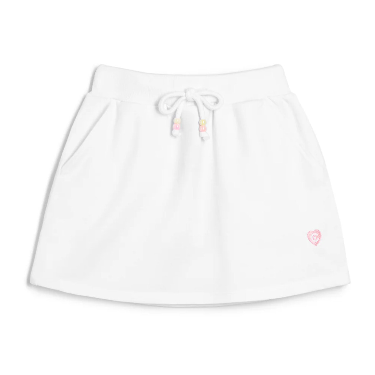 Falda de Niña con Logo Lateral en Blanco