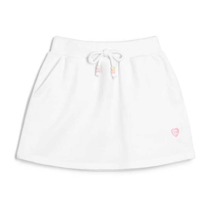 Falda de Niña con Logo Lateral en Blanco