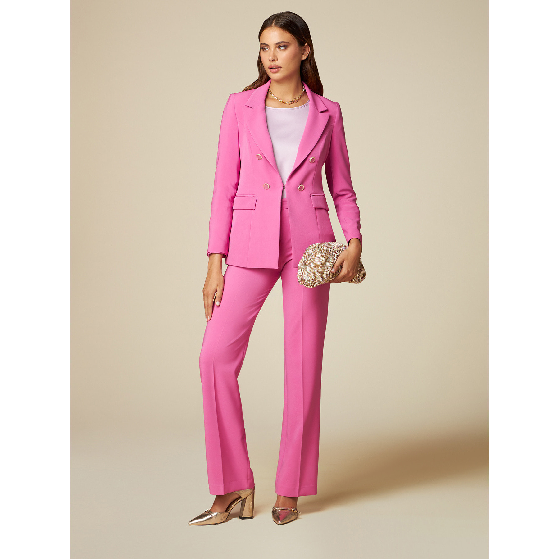 Oltre - Blazer con bottoni gioiello - Rosa