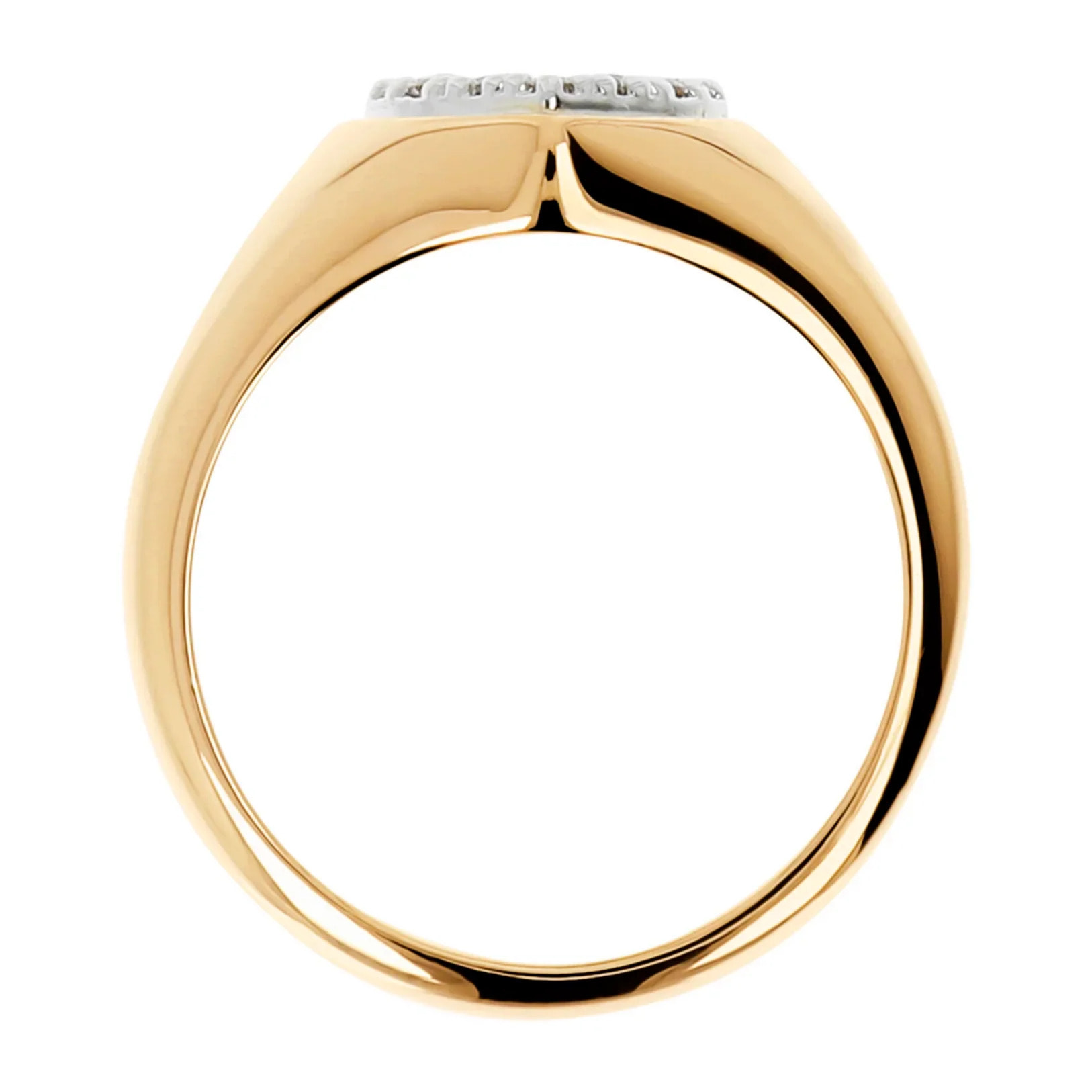 Anello Fedina Golden con Cuore Pavé in Cubic Zirconia