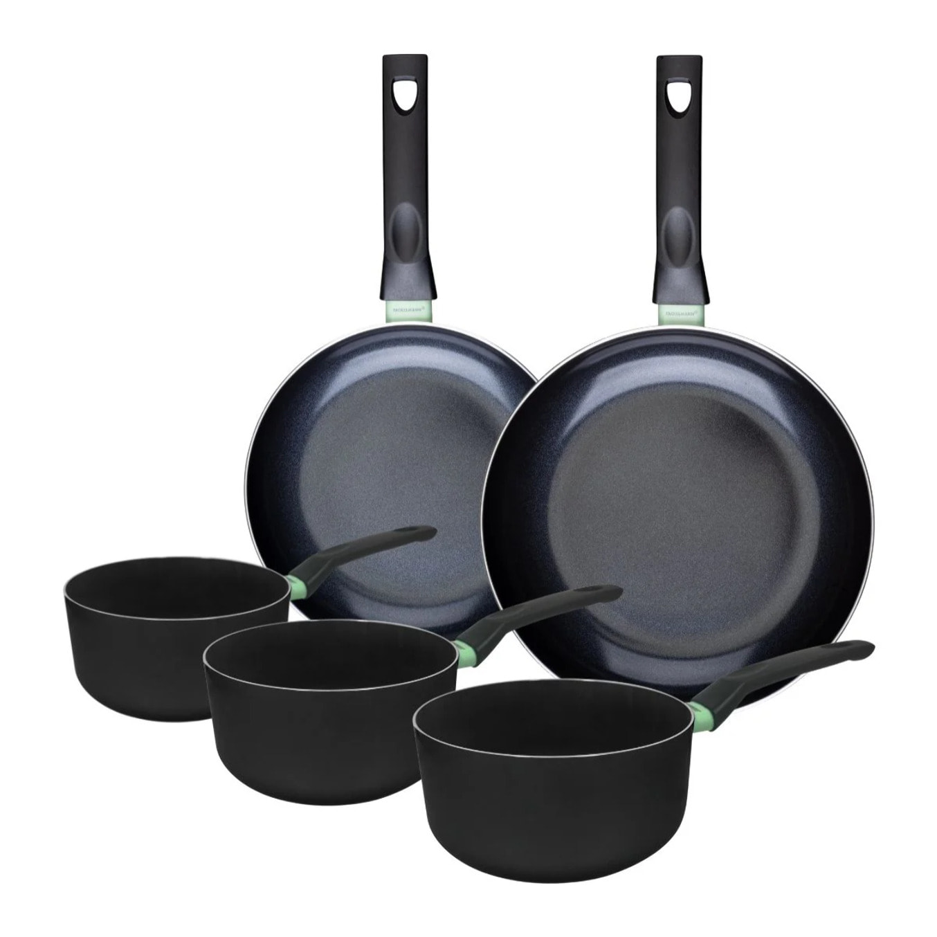 Ensemble de 2 poêles de 24 et 28 cm et 3 casseroles 16, 18 et 20 cm Fackelmann Brandao
