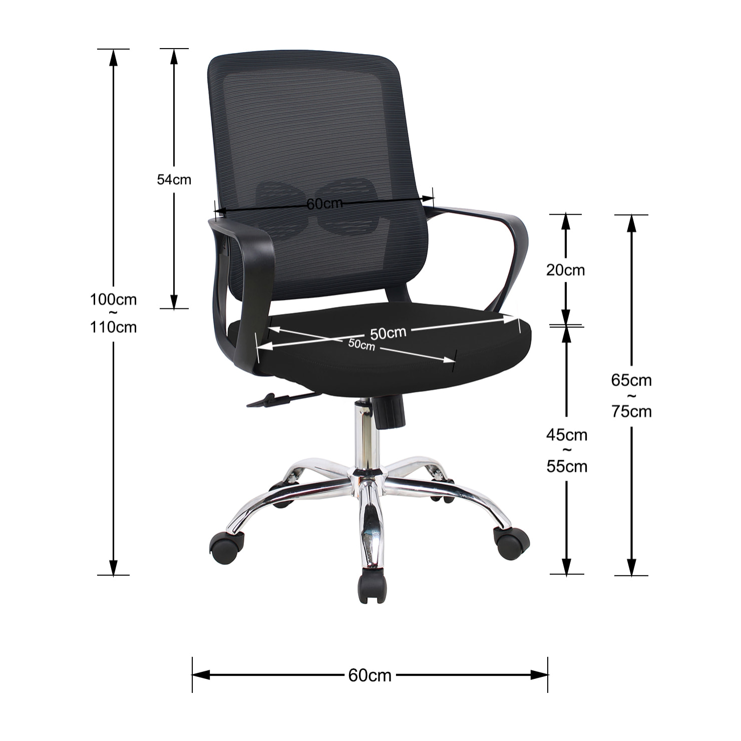 Silla de estudio Mylo negro 110x60x61 cm