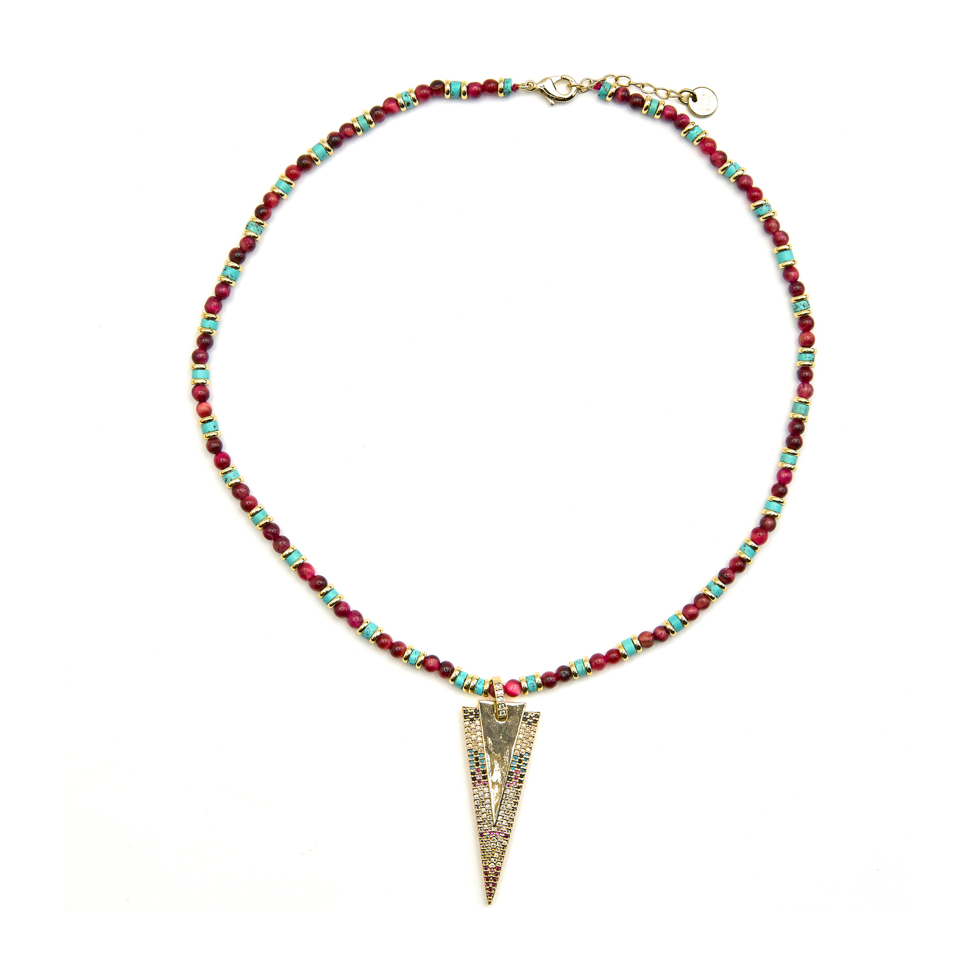 Collar con Circonita Multicolor acabado oro 18k