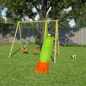 Balançoire en bois poutre métal 2,30 m Techwood ARROBA - 4 enfants
