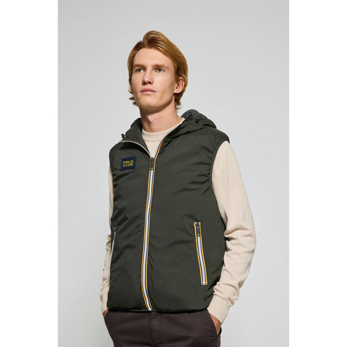 Gilet verde leggero con cappuccio fisso e particolari Polo Club