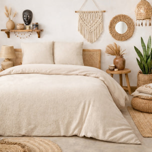 Parure housse de couette avec taie en gaze de coton - Violette Uni Beige