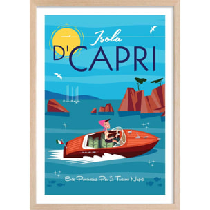 Affiche Voyage à Capri Affiche + cadre en bois - Chêne