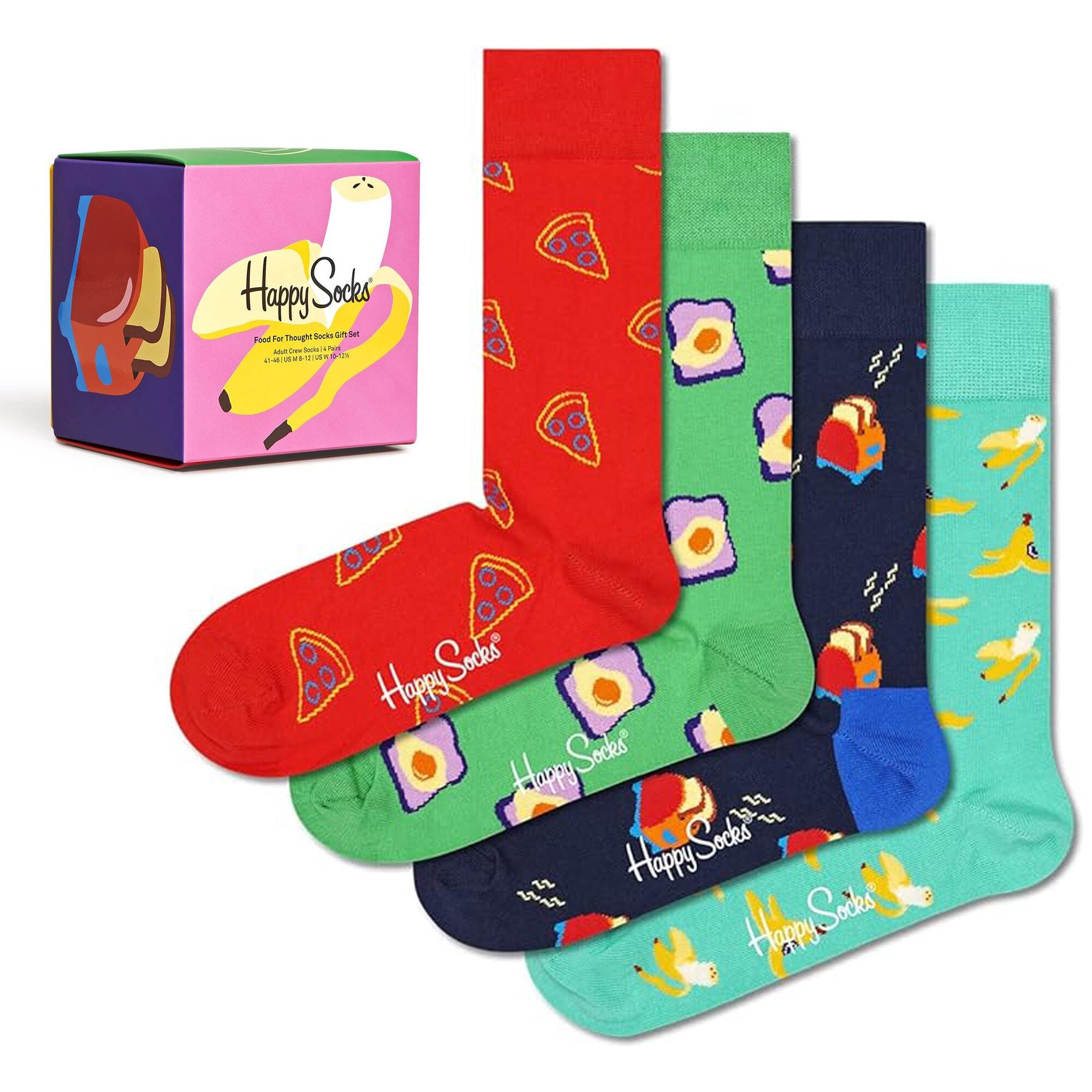 Set de 4 pares de calcetines - diseño "Food for Thought"