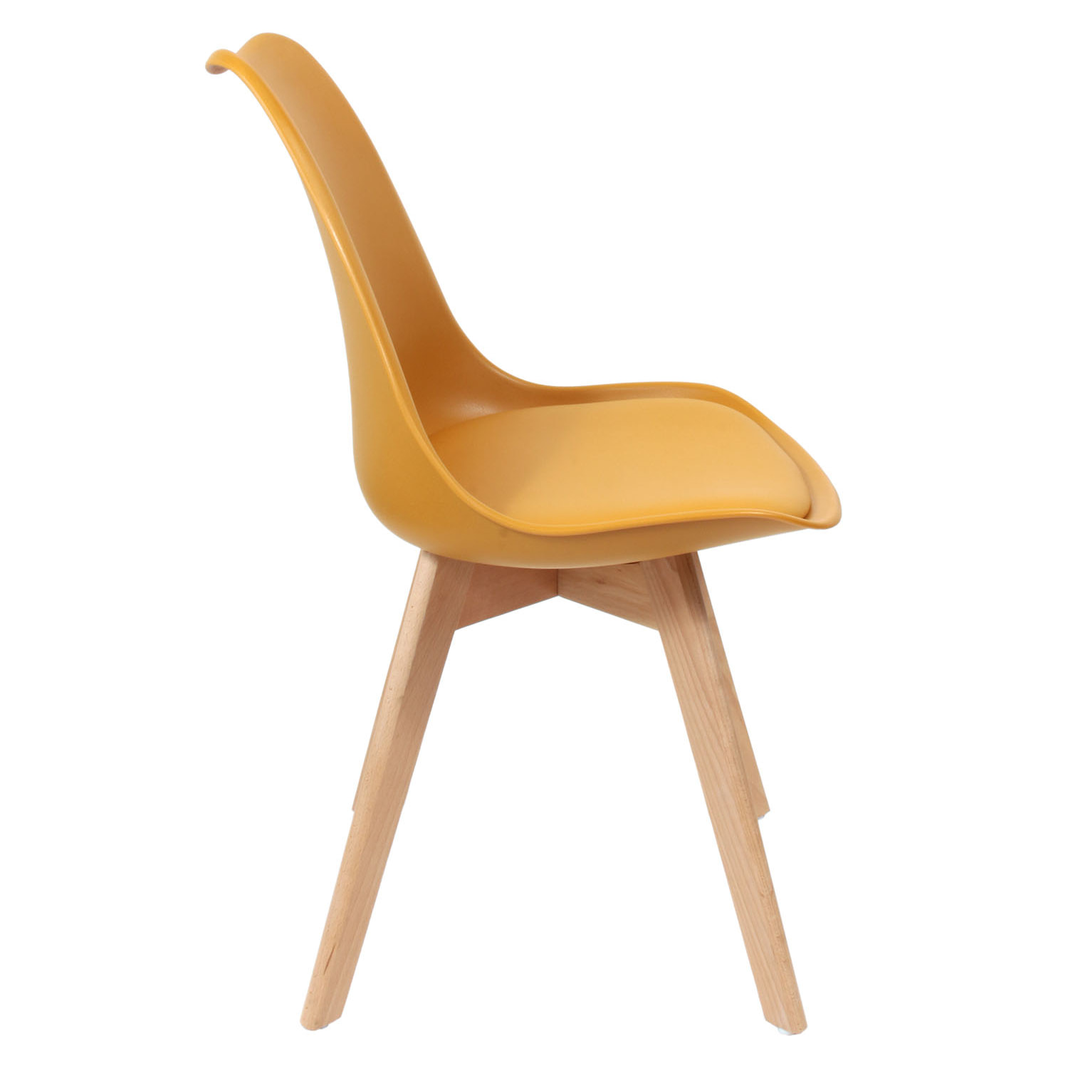 Chaise Scandinave Coque Rembourree Jaune - Lot De 4