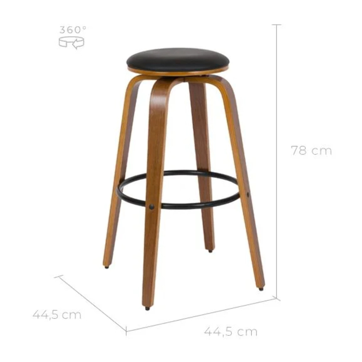 Lot de 2 tabourets de bar 78 cm en cuir synthétique noir - Arthus