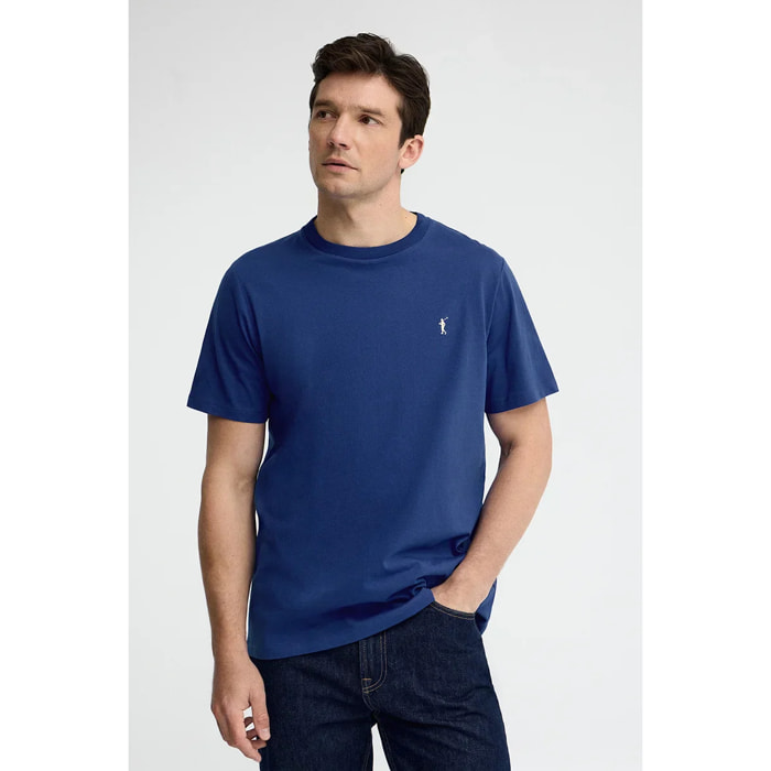Camiseta azul royal de manga corta y bordado Rigby Go