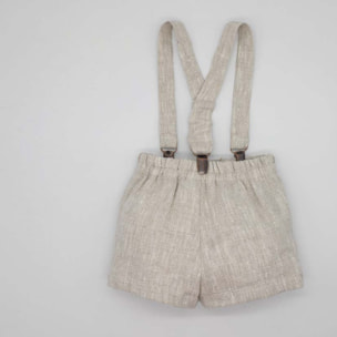 BERMUDA CON TIRANTES LINO BEIGE