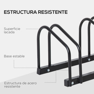 Aparcamiento para 3 Bicicletas Soporte de Acero para Aparcar Bicicletas en el Suelo o Pared Estacionamiento para Interior y Exterior 76x33x27 cm Negro