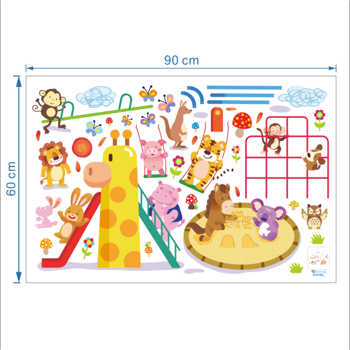 Stickers Muraux décoration adhésifs animaux du cirque avec giraffe et lion