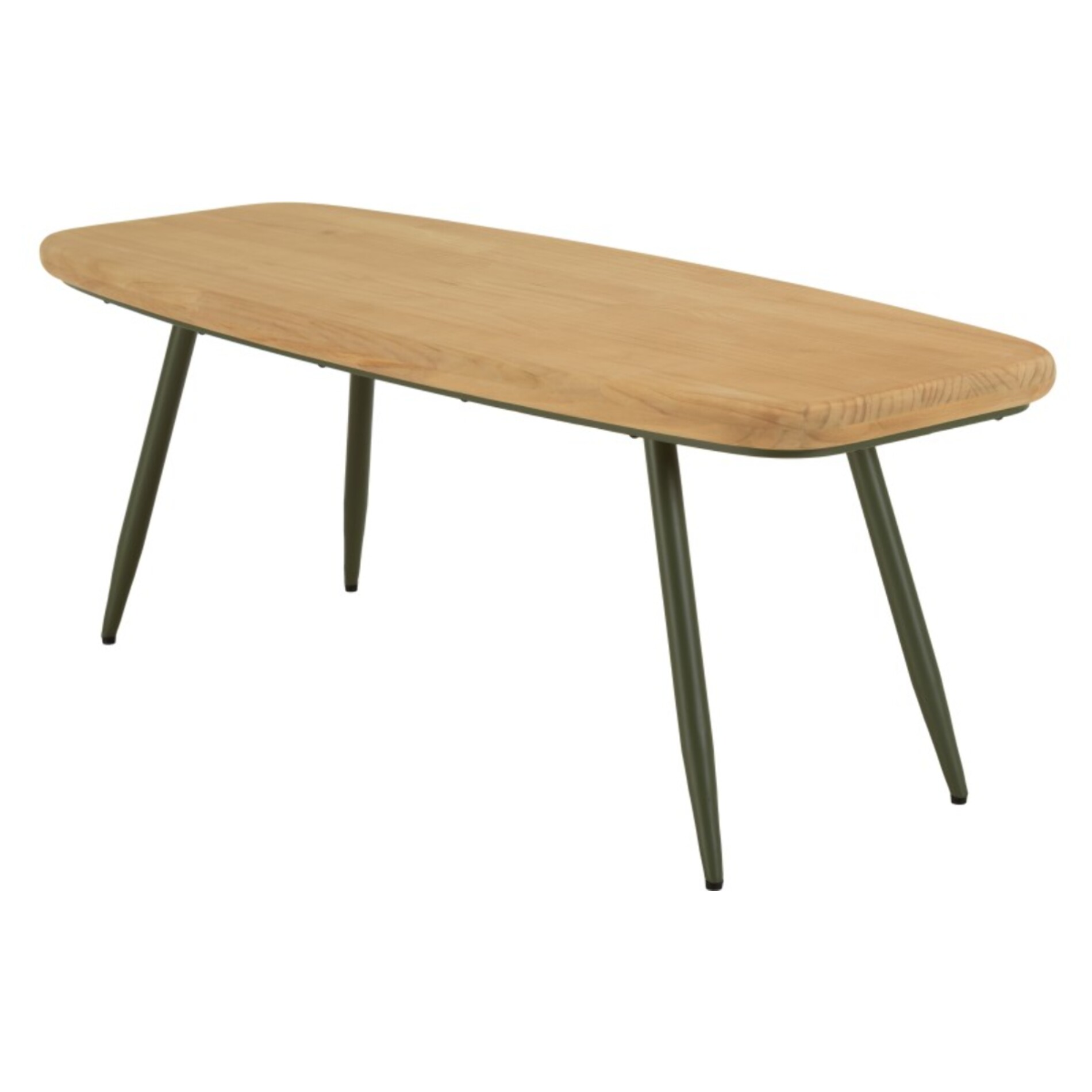 HELENA - Table basse GM plateau en pin pieds scandinaves métal vert