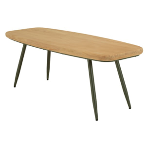 HELENA - Table basse GM plateau en pin pieds scandinaves métal vert