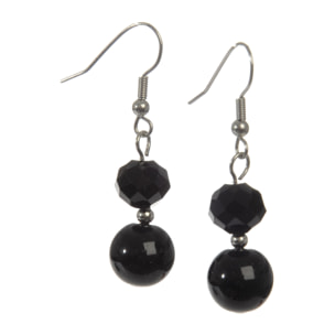 J-Line Boucle D'oreille Cristal+Perle Noir