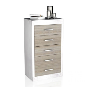 Sinfonier de 5 cajones en andersen pino y gris 60x106,5 cm Kira Andersen Pino - Gris