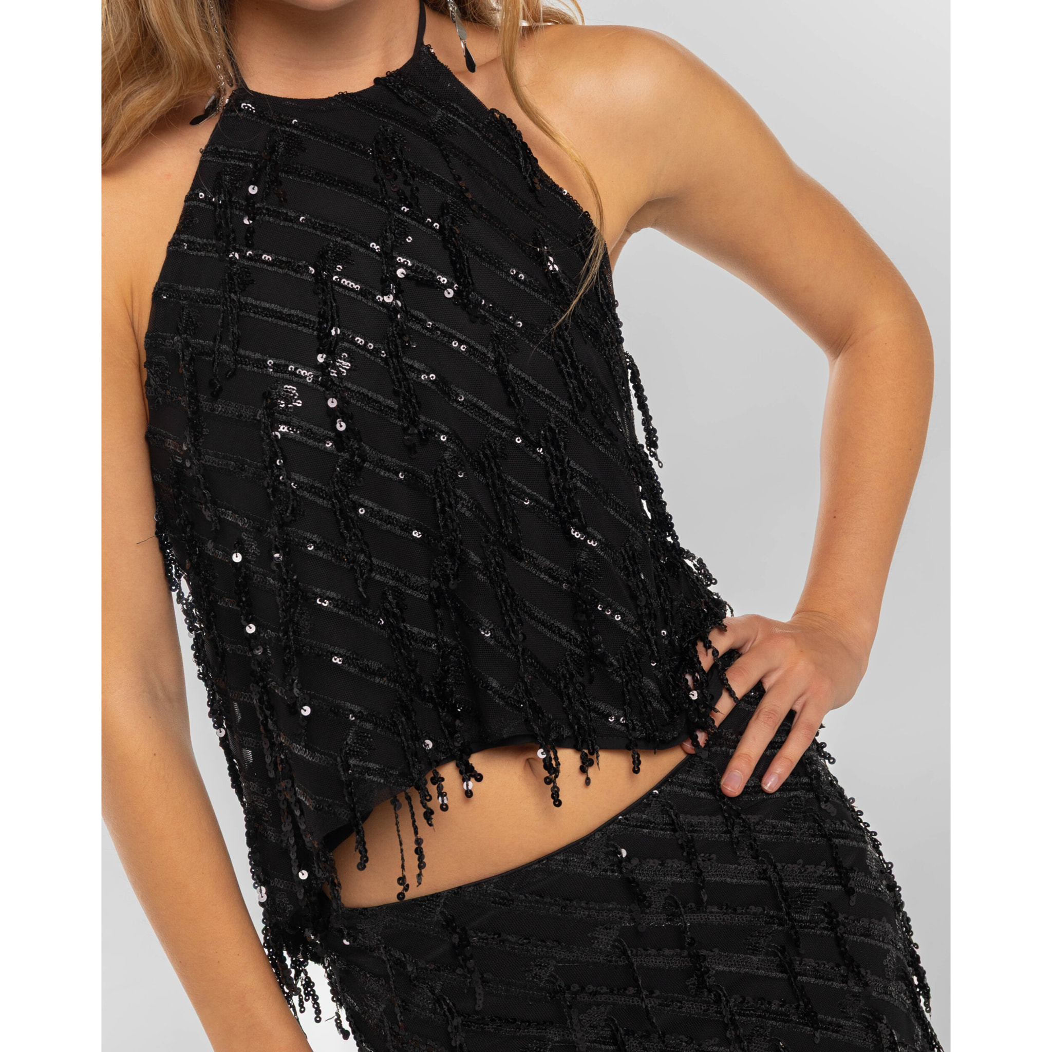 Top halter de lentejuelas de mujer