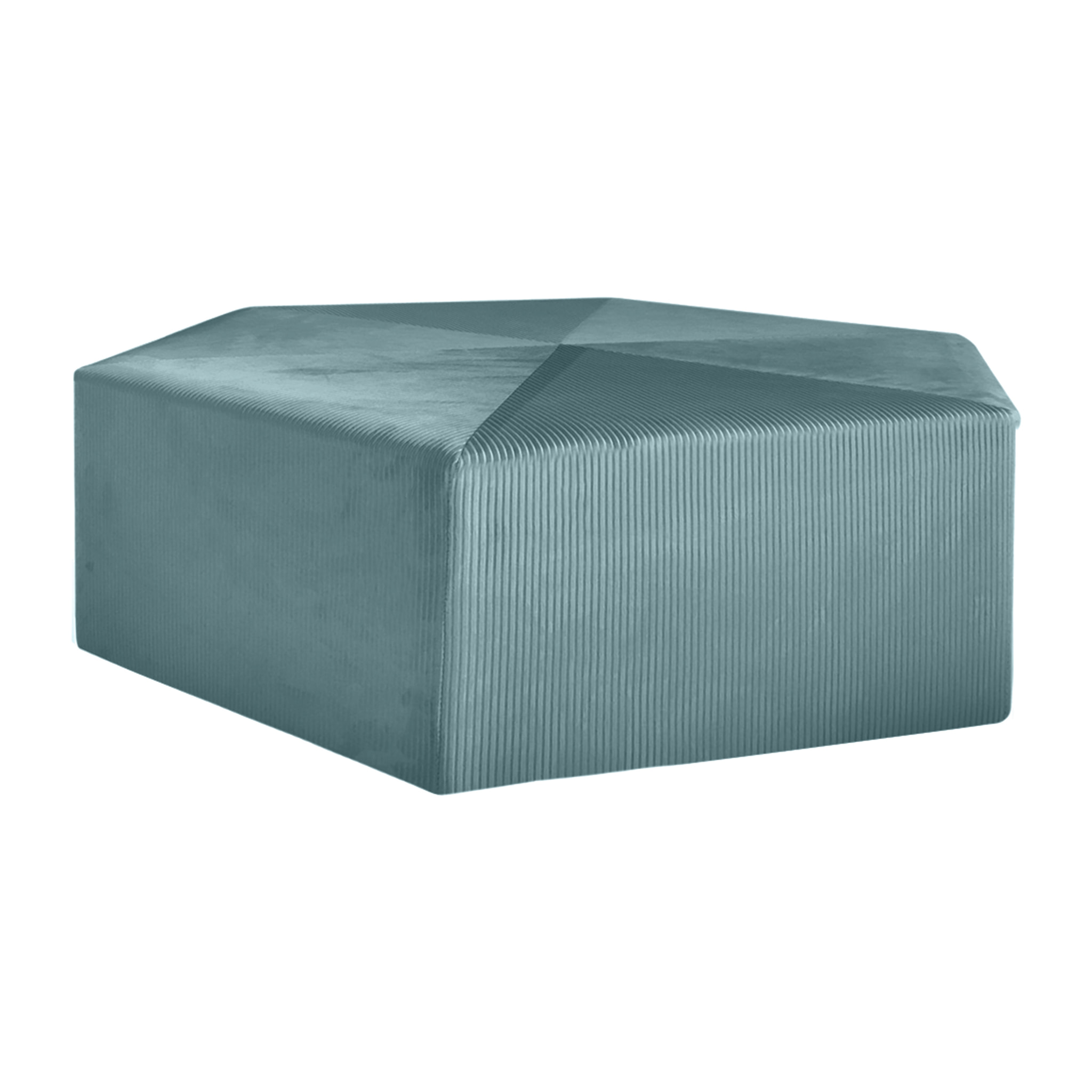 Pouf Velours Cotele 75cm Giulia Bleu Canard