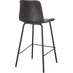 Set di sgabelli KYRA in similpelle antracite e gambe in acciaio nero