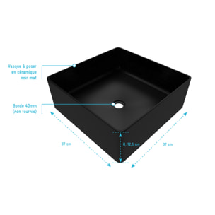 Vasque à poser rectangle en céramique noire - 36.5x36.5x10.7cm - SQUARISH DARK