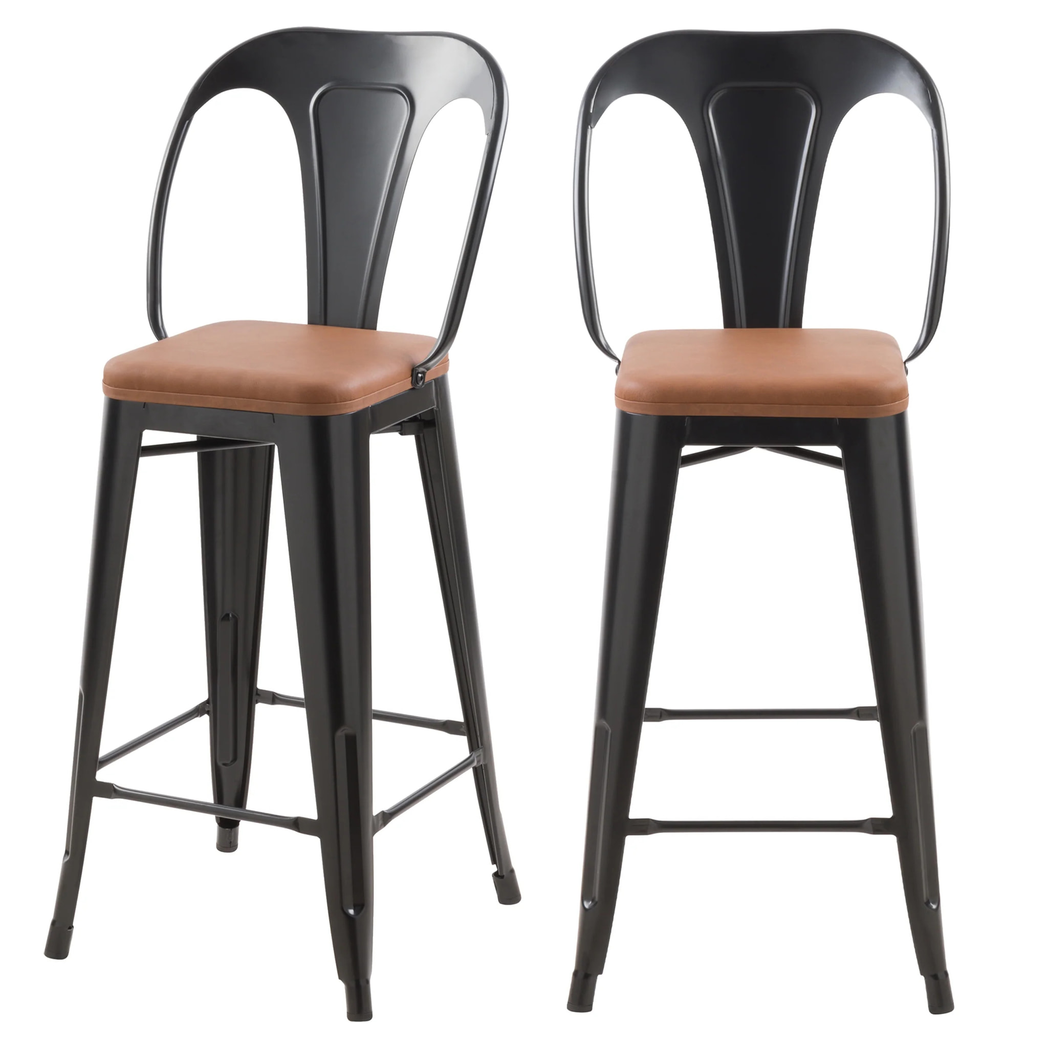 Lot de 2 chaises pour îlot central 68 cm noires et marron - Charly