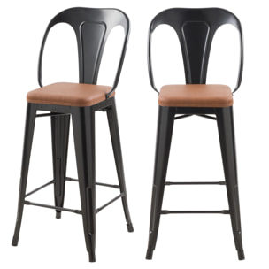 Lot de 2 chaises pour îlot central 68 cm noires et marron - Charly
