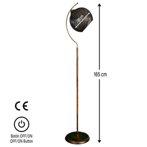 Lámpara de pie 165 cm. negro, tipo E 27 Max 45 - 60 W