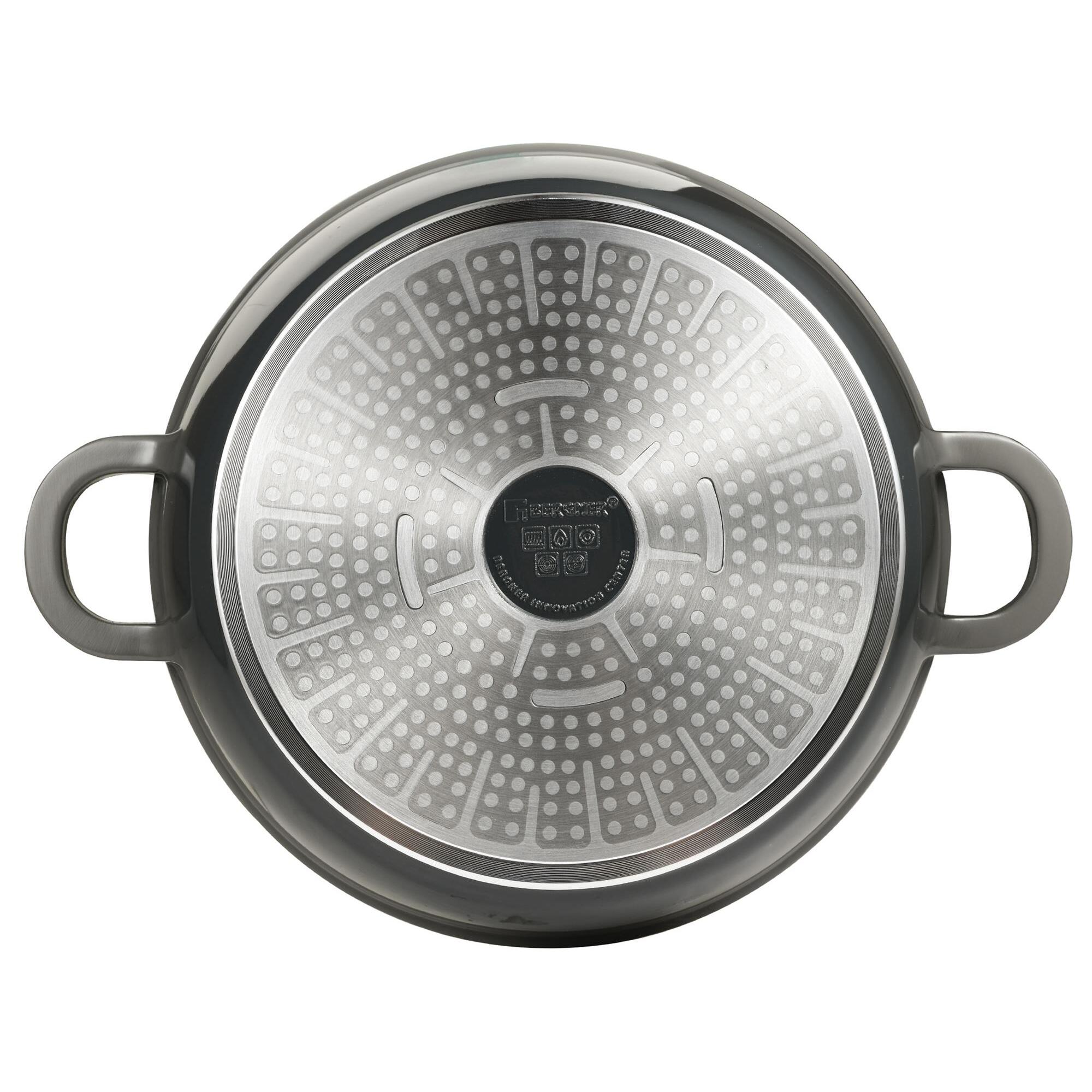 olla baja con tapa de ø24cm y 2,3l en aluminio fundido color gris