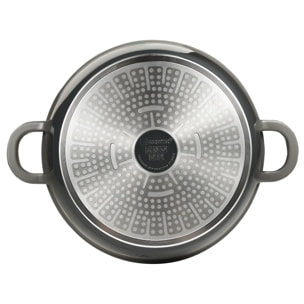 olla baja con tapa de ø24cm y 2,3l en aluminio fundido color gris