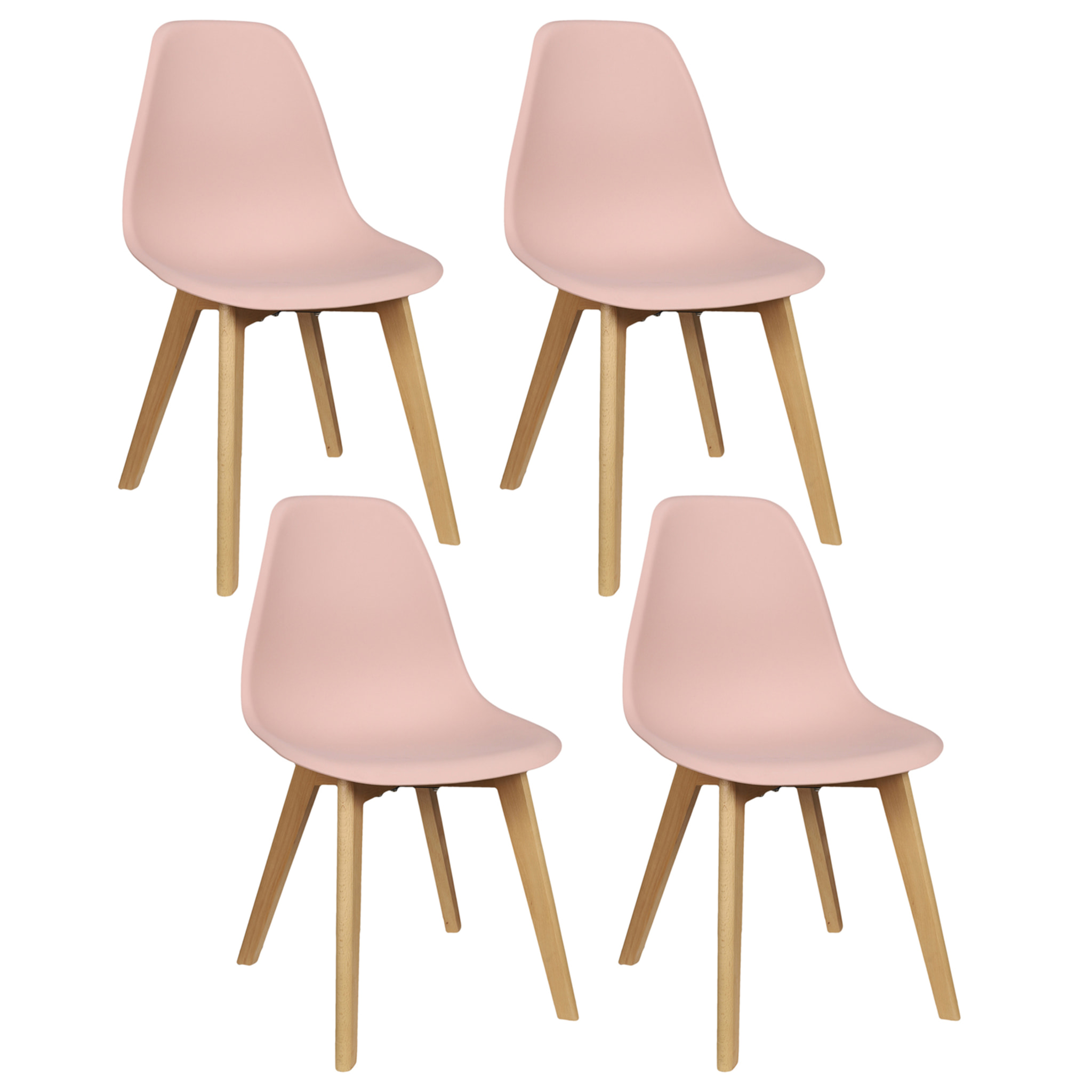 Chaise Scandinave Coque Rose Poudre - Lot De 4