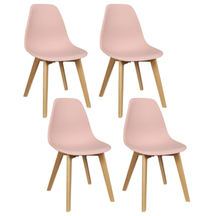 Chaise Scandinave Coque Rose Poudre - Lot De 4