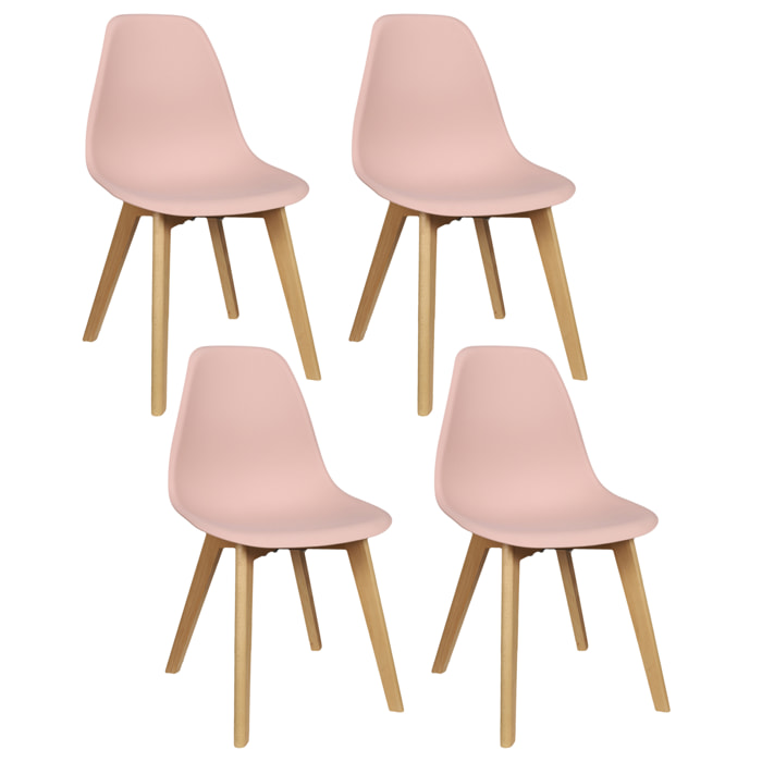 Chaise Scandinave Coque Rose Poudre - Lot De 4