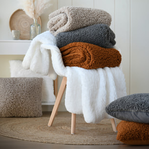 Coussin carré moelleux imitation fourrure - Taupe