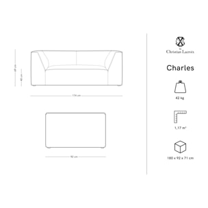 Canapé "Charles" 2 places en velours beige