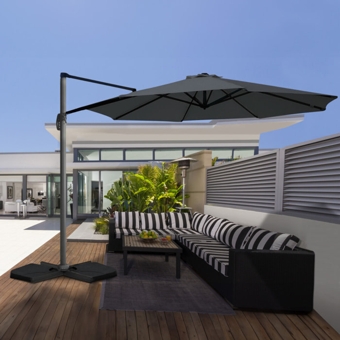 Parasol Sombra 360° rond Ø3m gris + housse