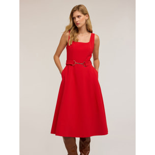 Motivi - Vestito svasato con passante metallico - Rosso