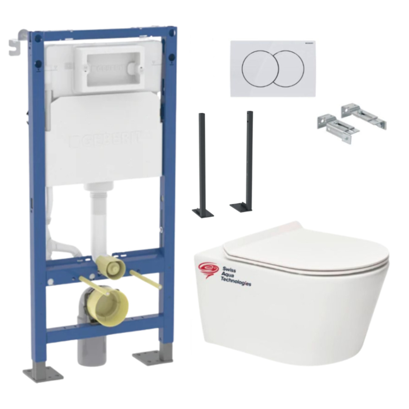Pack Autoportant bati-support Geberit  + WC sans bride Swiss Aqua Technologies Brevis + abattant ultra-fin (BREVISGEBX)