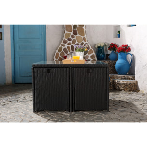 Salon de jardin 8 places noir-blanc + housse de protection REGINA