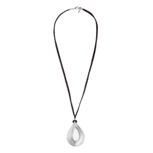Collar largo con gran lagrima central en plata