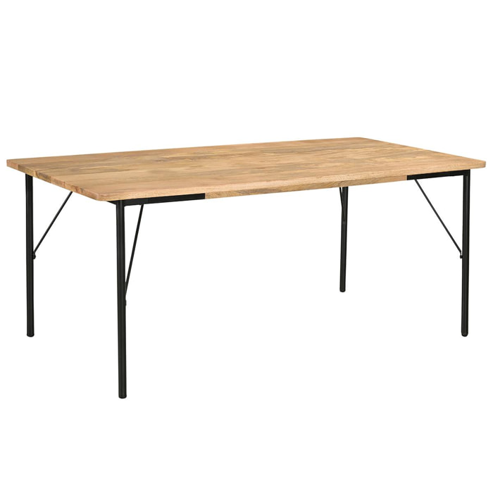 Table à manger rectangulaire en bois manguier massif et métal noir L180 cm JUDE