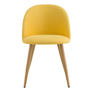 Lot de 2 chaises en tissu jaune et pieds en métal - Cozy