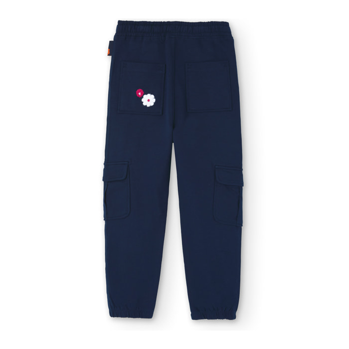 Pantalón felpa elástica niño estampado, azul marino