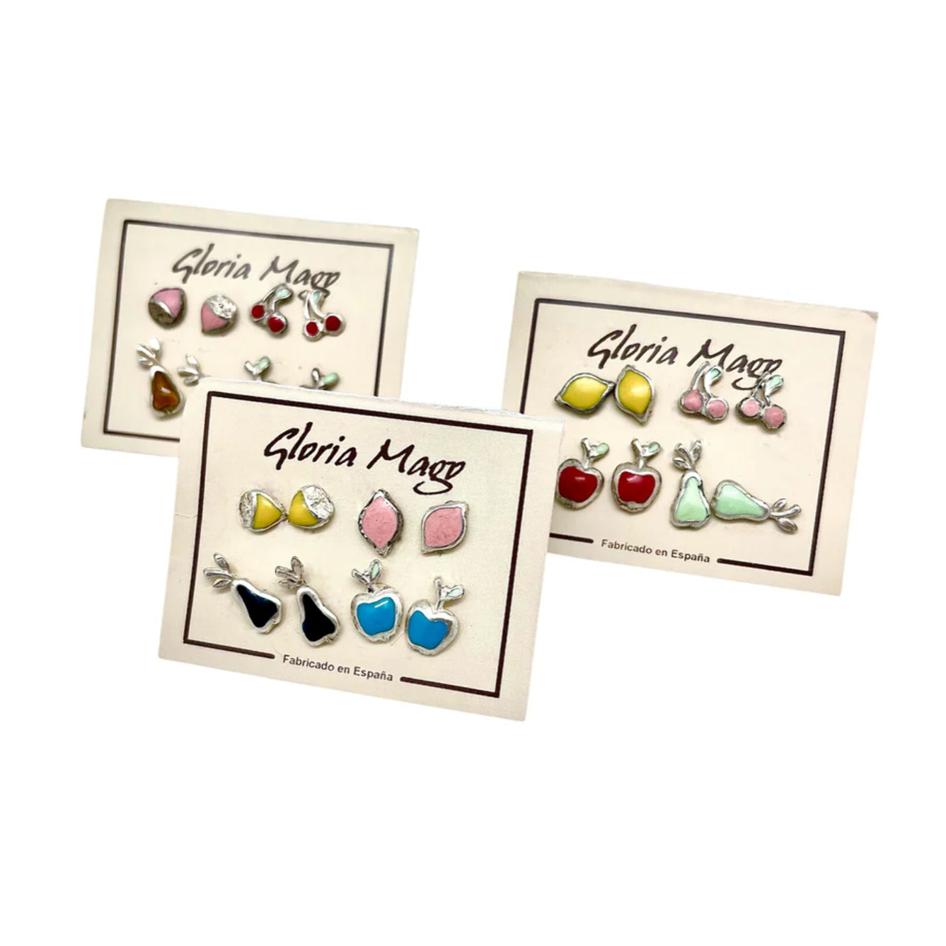 Pack Pendientes frutas. Combo2. Plata 10µ y laca colores