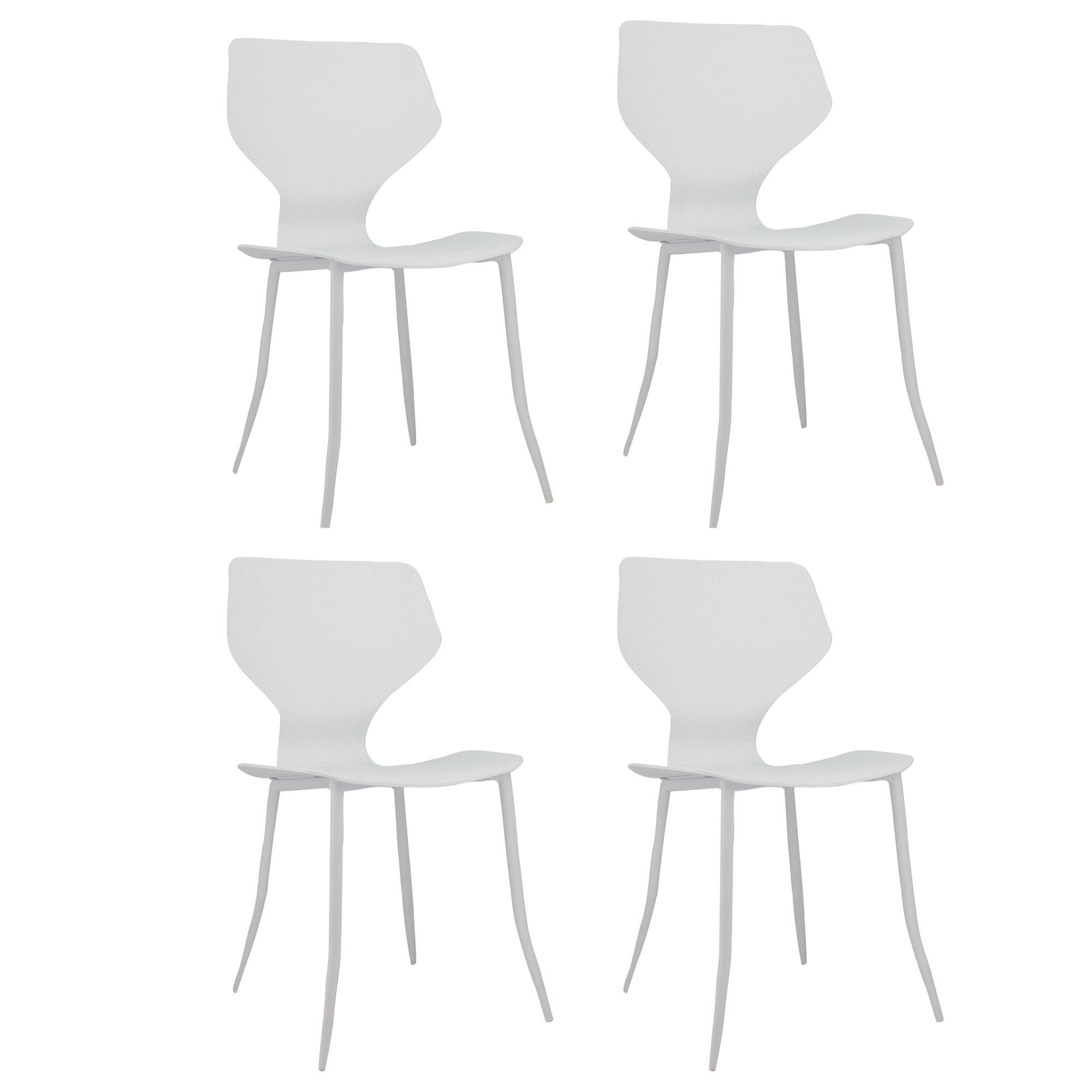 Lot de 4 chaises en polypropylène blanc mat