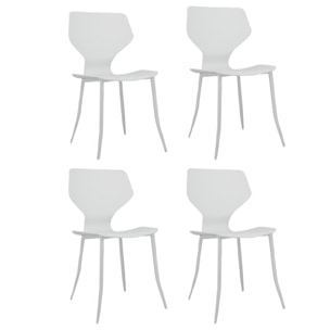 Lot de 4 chaises en polypropylène blanc mat
