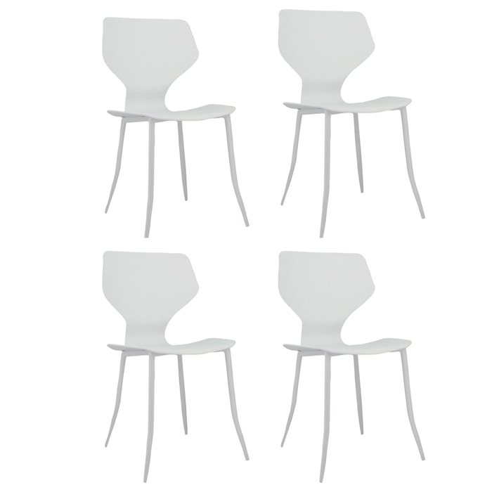 Lot de 4 chaises en polypropylène blanc mat